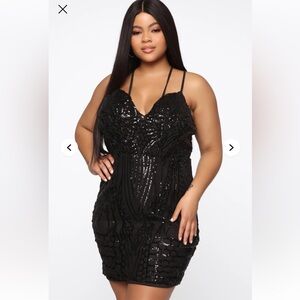 NWT Fashion Nova “Hottest Around” Sequin Mini Dress | Black | Size 3X